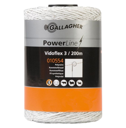 Eltrd Gallagher Vidoflex 3 PowerLine Vit 200 meter *