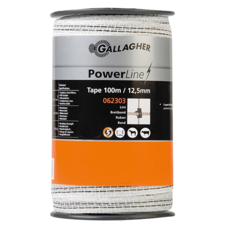 Elband Gallagher PowerLine Vit 12,5 mm 100 meter *