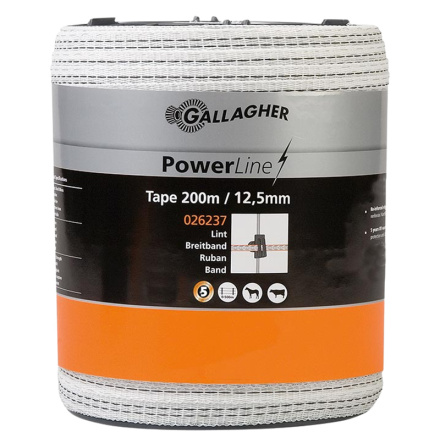 Elband Gallagher PowerLine Vit 12,5 mm 200 meter *