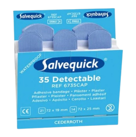 Plster Salvequick Blue detectable refill till tavla 1 frp x 35 st plster