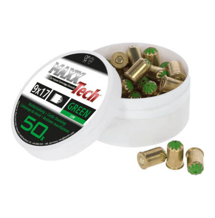 Slaktpatron Grn (Lg Laddning) MAXX Tech 50-pack * Patroner kaliber 9 x 17 mm
