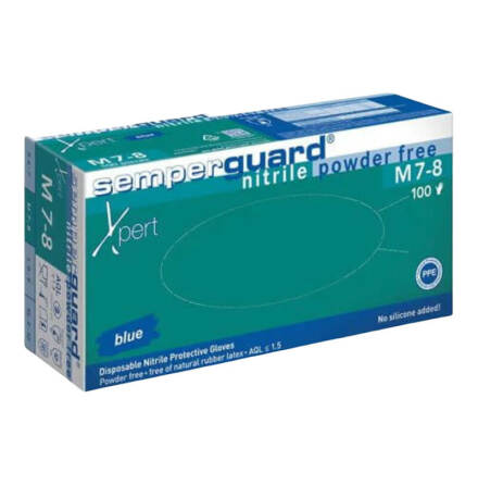 Nitrilhandske Semperguard Xpert Bl Storlek 7-8 Medium 100-pack Kartong 10 frp