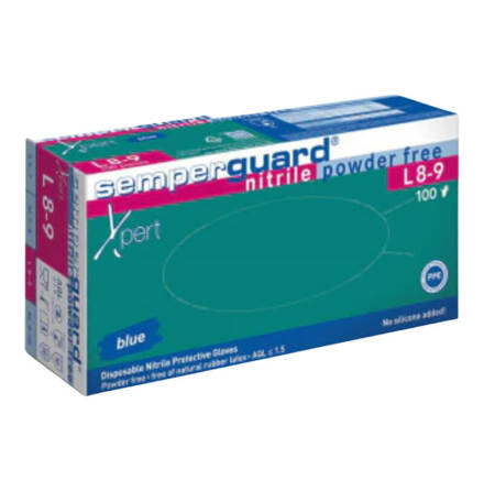 Nitrilhandske Semperguard Xpert Bl Storlek 8-9 Large 100-pack Kartong 10 frp