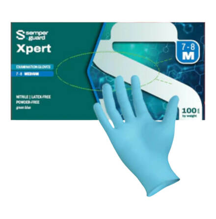 Nitrilhandske Semperguard Xpert Blue Storlek M - 100-pack Kartong 10 f�rp Eng�ngshandske