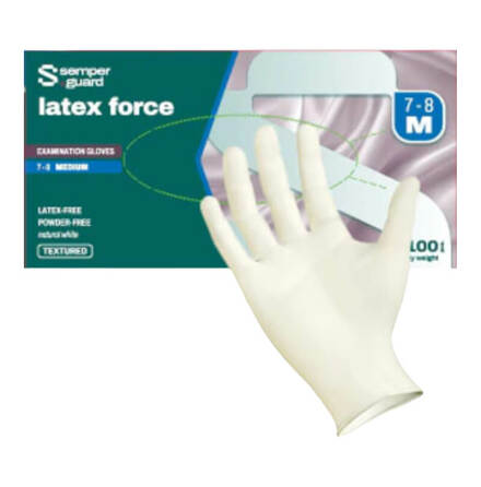 Latexhandske Semperguard Force Puderfri Storlek M 100-pack Eng�ngshandske