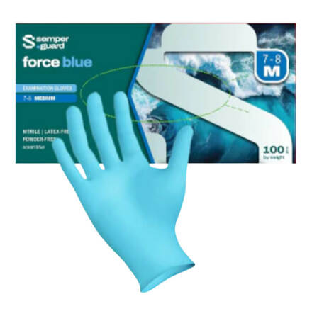 Nitrilhandske Semperguard Force Blue Storlek M - 100-pack Eng�ngshandske