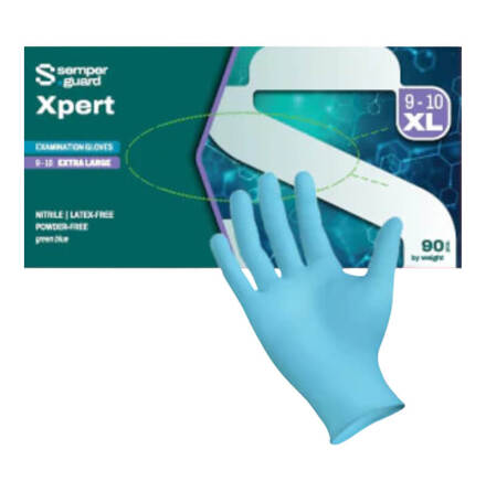 Nitrilhandske Semperguard Xpert Blue Storlek XL 90-pack Kartong 10 f�rp Eng�ngshandske