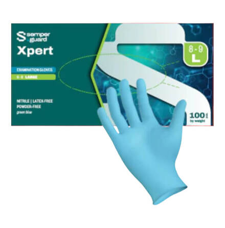 Nitrilhandske Semperguard Xpert Blue Storlek L - 100-pack Kartong 10 f�rp Eng�ngshandske