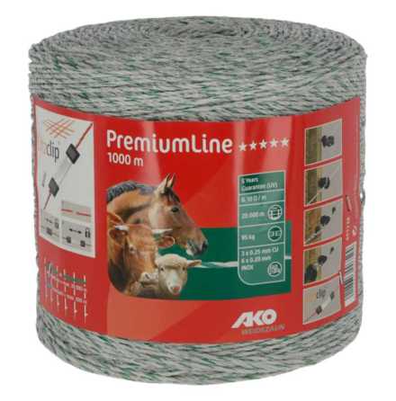 Eltrd AKO PremiumLine Vit/Grn 1000 Meter 0,10 Ohm/m